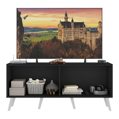 Rack Tv Até 50 Polegadas Retrô Com Espelhos Mp1082 Preto branco
