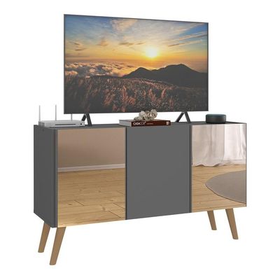 Rack Tv Até 32 Polegadas Retrô Com Espelhos Mp1078 Grafite natural
