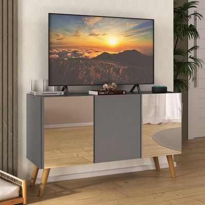 Rack Tv Até 32 Polegadas Retrô Com Espelhos Mp1078 Grafite natural