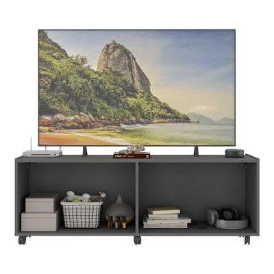 Rack Tv Até 50 Polegadas Com Rodízios E Espelhos Mp1080 Grafite Grafite