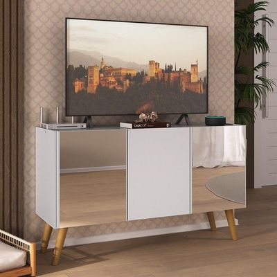 Rack Tv Até 32 Polegadas Retrô Com Espelhos Mp1078 Branco natural