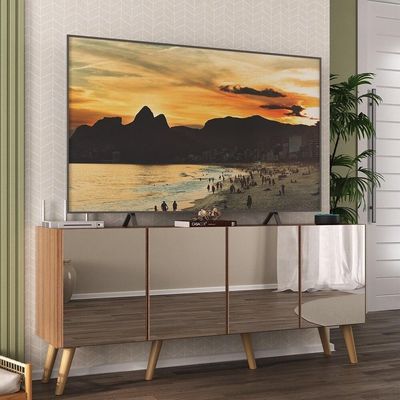 Rack Tv Até 50 Polegadas Retrô Com Espelhos Mp1082 Rustic natural