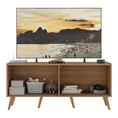 Rack Tv Até 50 Polegadas Retrô Com Espelhos Mp1082 Rustic natural