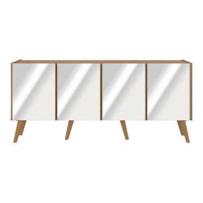 Rack Tv Até 50 Polegadas Retrô Com Espelhos Mp1082 Rustic natural