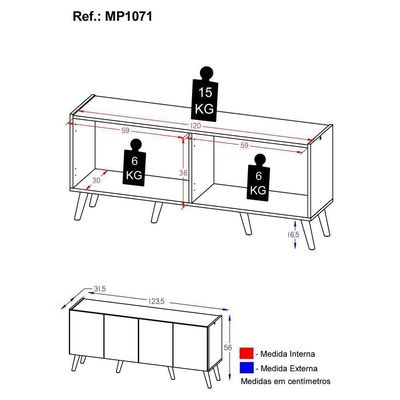 Rack Retrô Para Tv Até 50 Polegadas Com Mp1071 Rustic preto