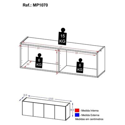 Rack Para Tv Até 50 Polegadas Com Suspenso Mp1070 Branco Branco