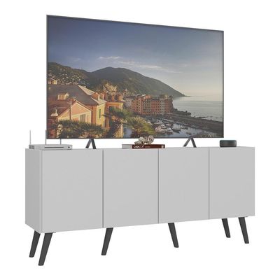 Rack Retrô Para Tv Até 50 Polegadas Com Mp1071 Branco preto