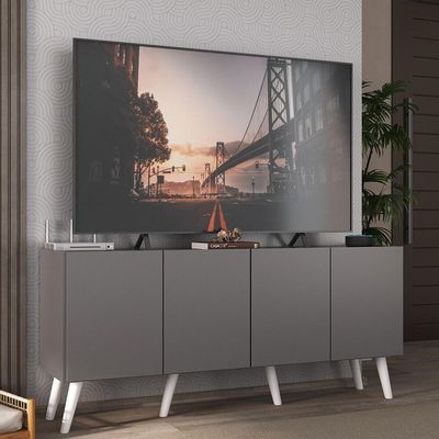 Rack Retrô Para Tv Até 50 Polegadas Com Mp1071 Grafite branco