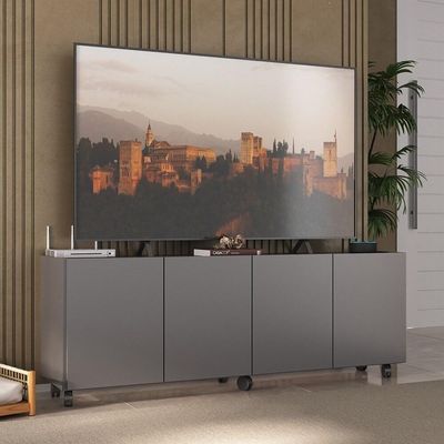 Rack Para Tv Até 50 Polegadas Com E Rodízios Mp1069 Grafite Grafite