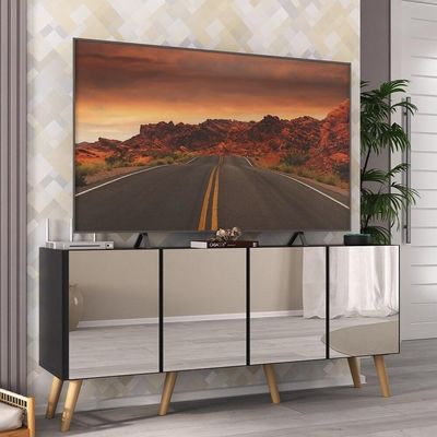 Rack Tv Até 50 Polegadas Retrô Com Espelhos Mp1082 Preto natural