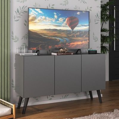Rack Retrô Para Tv Até 32 Polegadas Com Mp1067 Grafite preto