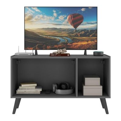 Rack Retrô Para Tv Até 32 Polegadas Com Mp1067 Grafite preto
