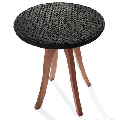 Mesa De Apoio Esfera Ozki 62 Cm Madeira Eucalipto Cedro Corda Plana Preto