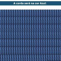 Mesa De Centro Saibi Ozki 150 Cm Madeira Eucalipto Cedro Corda Plana Azul E Tampo De Vidro