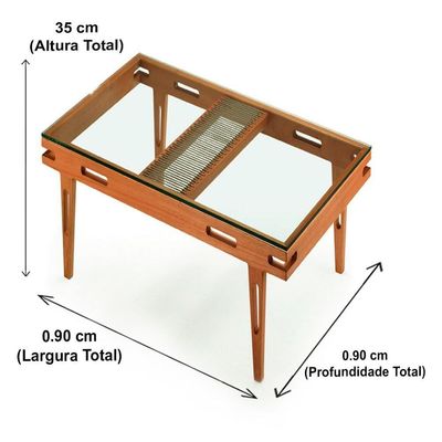 Mesa De Centro Los Ozki 90 Cm X 90 Cm Madeira Eucalipto Cedro Corda Redonda Rami E Tampo De Vidro