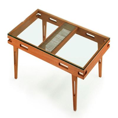 Mesa De Centro Los Ozki 90 Cm X 90 Cm Madeira Eucalipto Cedro Corda Redonda Rami E Tampo De Vidro