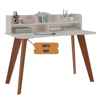Mesa Escrivaninha Com Nichos Sofia Cedro / Off White