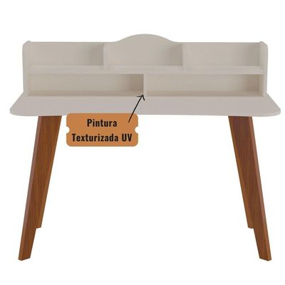 Mesa Escrivaninha Com Nichos Sofia Cedro / Off White