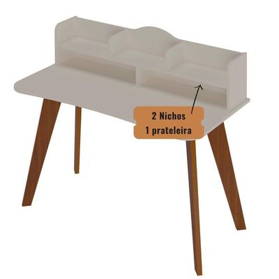 Mesa Escrivaninha Com Nichos Sofia Cedro / Off White