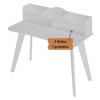 Mesa Escrivaninha Com Nichos Sofia Branco