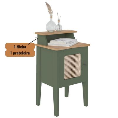 Mesa De Canto E Cabeceira Mesinha De Apoio Charlotte Menta / Carvalho