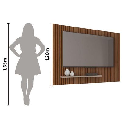 Painel Para Tv Até 75 Polegadas 1,80m Ripado Com Prateleira França Fendi / Havana Caemmum Fendi/hava