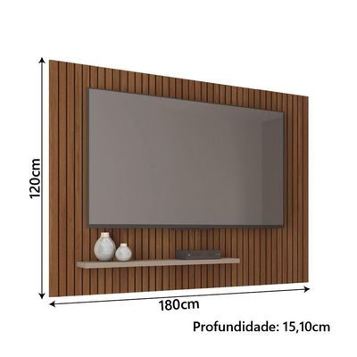 Painel Para Tv Até 75 Polegadas 1,80m Ripado Com Prateleira França Fendi / Havana Caemmum Fendi/hava