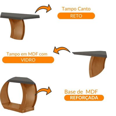 Mesa Para Sala De Jantar 180cm Milena Em Mdf E Vidro Grafite/ Imbuia/ Serig. Grafite