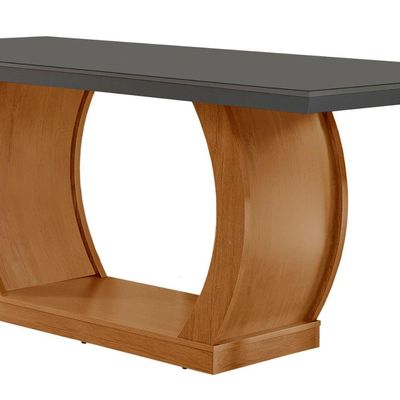 Mesa Para Sala De Jantar 180cm Milena Em Mdf E Vidro Grafite/ Imbuia/ Serig. Grafite