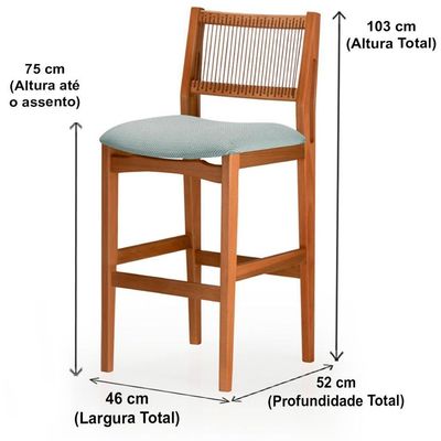 Banqueta Los Ozki Madeira Eucalipto Cedro Tecido 283c Corda Redonda Canela