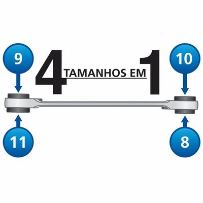 Chave Com Catraca 4 Bocas 12x13x14x15 Mm Tramontina