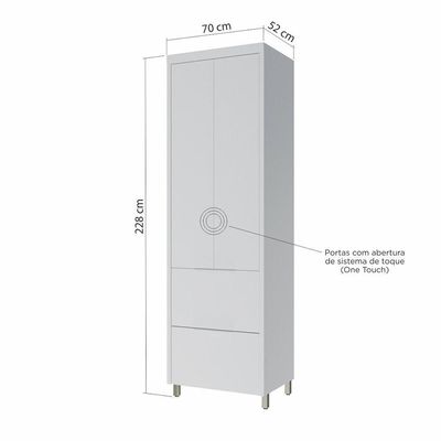 Paneleiro 2 Portas 2 Gavetas Marquesa 70cm 100 Mdf Branco
