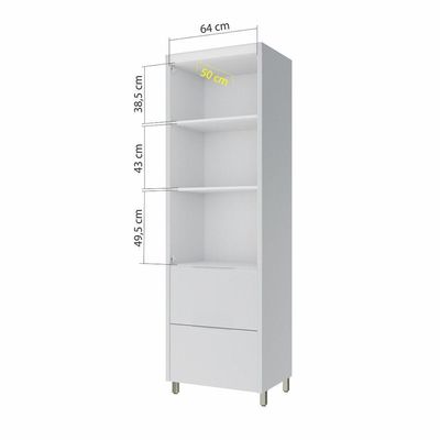 Paneleiro 2 Portas 2 Gavetas Marquesa 70cm 100 Mdf Branco