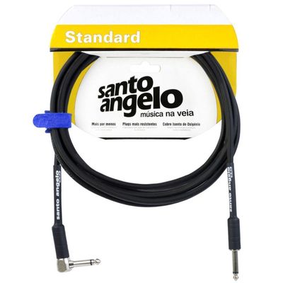 Cabo De Guitarra Angel 0,30mm Conector P10-p10 90º 10ft 3,05 Metros Preto