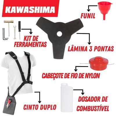 Roçadeira Profissional Kw52-l Kawashima à Gasolina 51.7cc