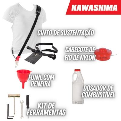 Roçadeira Kawashima Kw26-t 25.4cc à Gasolina Com Acessórios