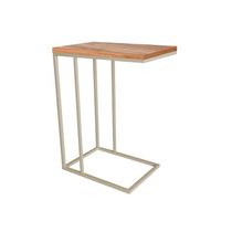 Mesa Lateral Industrial Elena Tampo Amendoa Base Ferro Off White - Cor: Branco