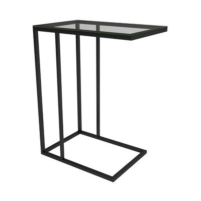 Mesa Lateral Elena Preta Tampa De Vidro - Cor: Preto