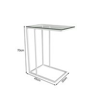 Mesa Lateral Industrial Elena De Vidro Base Ferro Off White - Cor: Branco