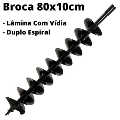 Broca 80x10cm Kawashima De Ferro Com Espiral Duplo E Lâmina