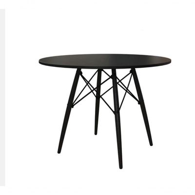 Mesa Eiffel Tampo De Madeira 90cm Cor Do Tampo: Preto/Preto
