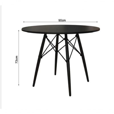 Mesa Eiffel Tampo De Madeira 90cm Cor Do Tampo: Preto/Preto
