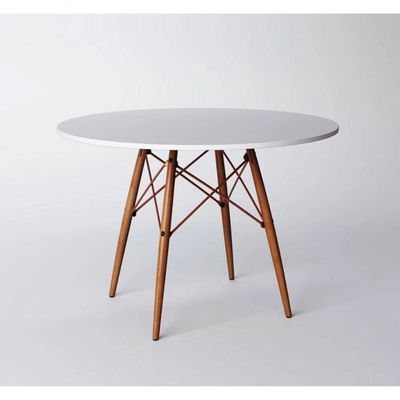 Mesa Eiffel Cobre Tampo De Madeira 90cm Cor Do Tampo:Branco