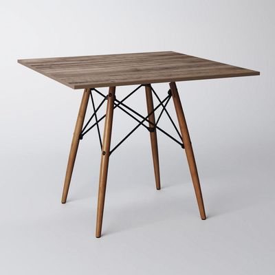 Mesa Eiffel Tampo Quadrado De Madeira 90Cm Amêndoa Marrom