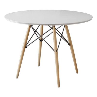 Mesa Eiffel De Jantar Tampo De Madeira 90Cm BrancoBranco