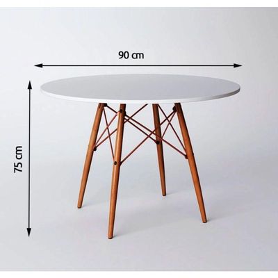 Mesa Eiffel Wood Cobre Tampo De Madeira 90cm Tampo:Branco