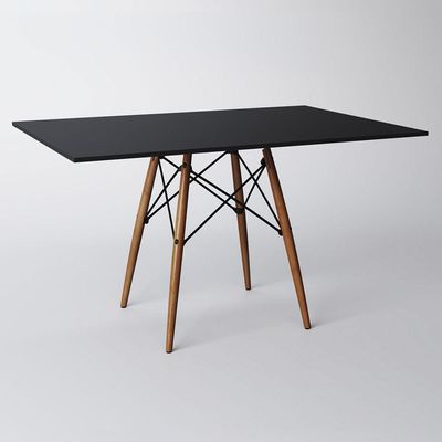 Mesa Dkr Eiffel Retangular Tampo De Madeira Preto