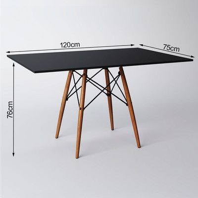 Mesa Dkr Eiffel Retangular Tampo De Madeira Preto
