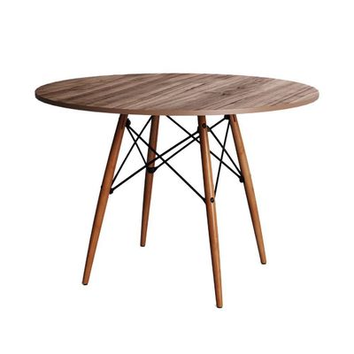 Mesa Redondo Tampo De Madeira 90Cm Amêndoa Marrom