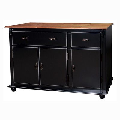 Balcão Buffet Antique 3 Portas e 2 Gavetas Laca Preta